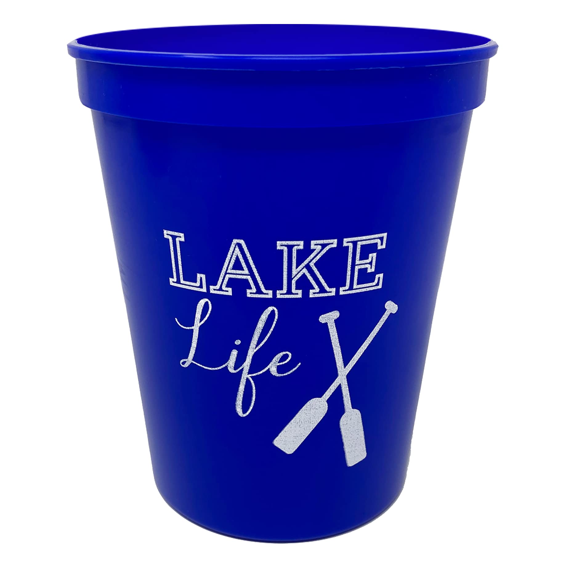 Funky Junque 16 Oz Reusable Plastic Girls Weekend Lake Cups With Fun Lake Sayings, Dishwasher Safe 6 Lake Life Cups (Blue)