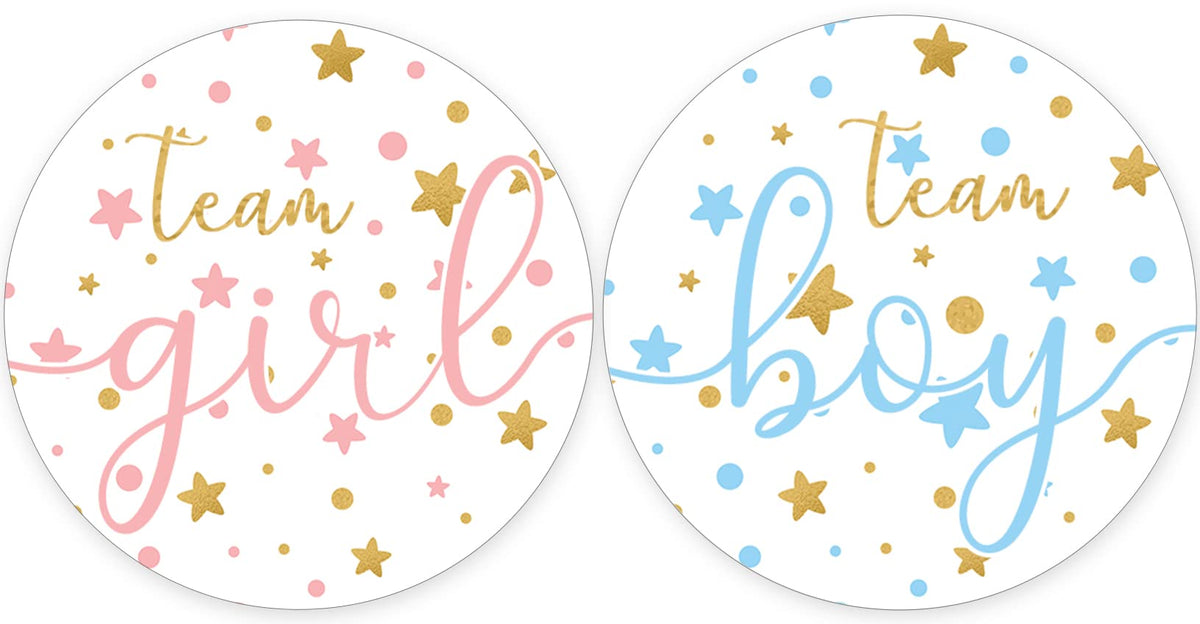 Twinkle Twinkle Little Star Gender Reveal Party - Team Boy Or Girl - 40 Stickers