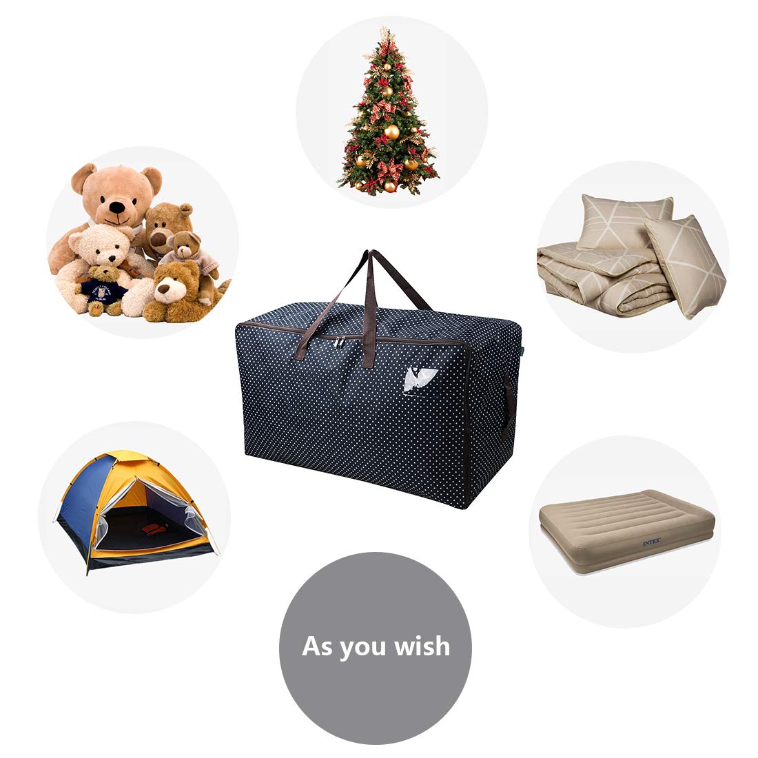 Amj 100L Large Storage Bag, Comforter/Blanket/Pillows/Quilt Storage Container, Garage Grocery Storage Bag, Garments/Clothes Orga