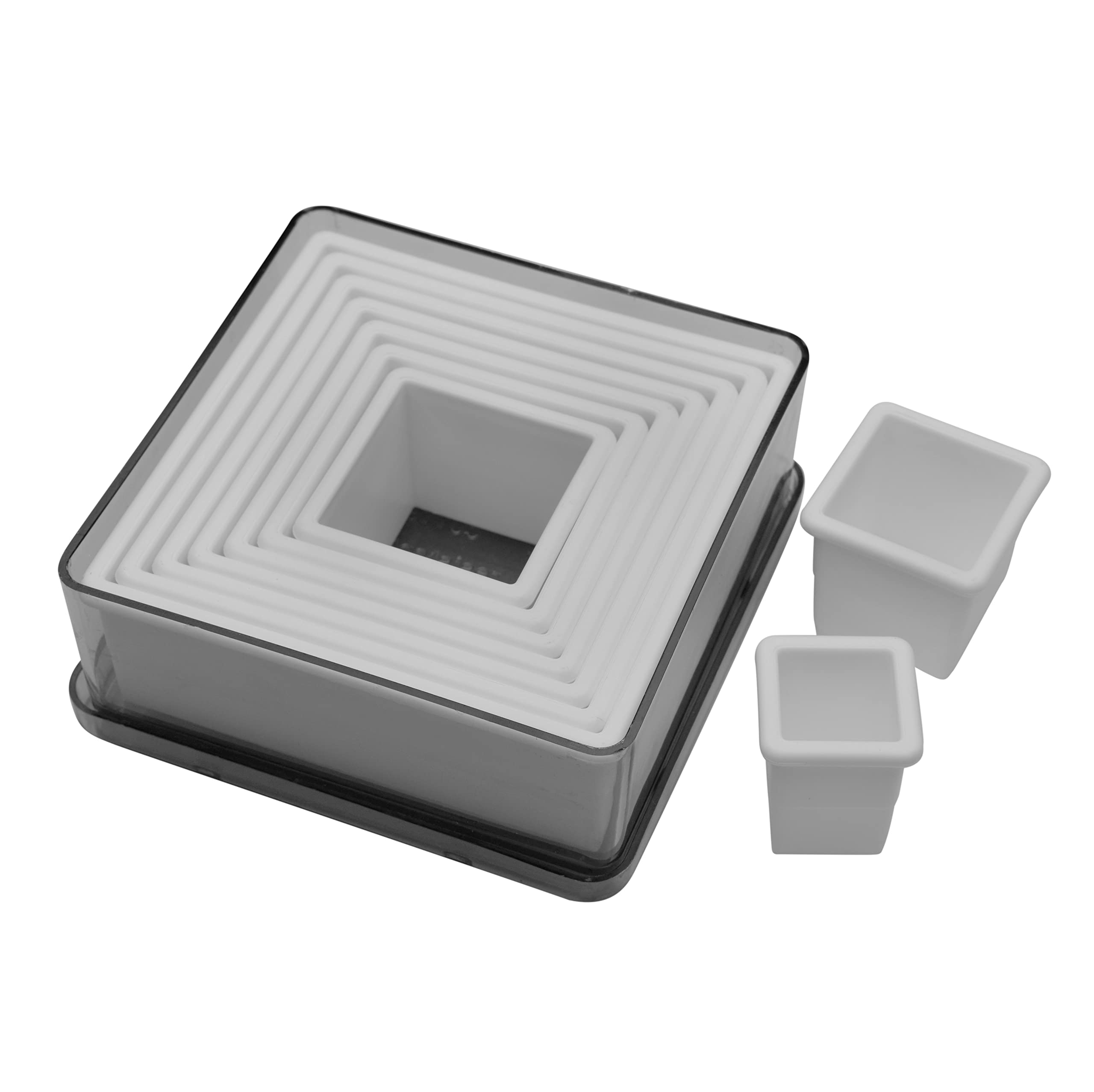 Ateco Plain Edge Square Cutter Set In Graduated Sizes, Durable, Food-Safe Plastic, 9 Pc Set,Blue