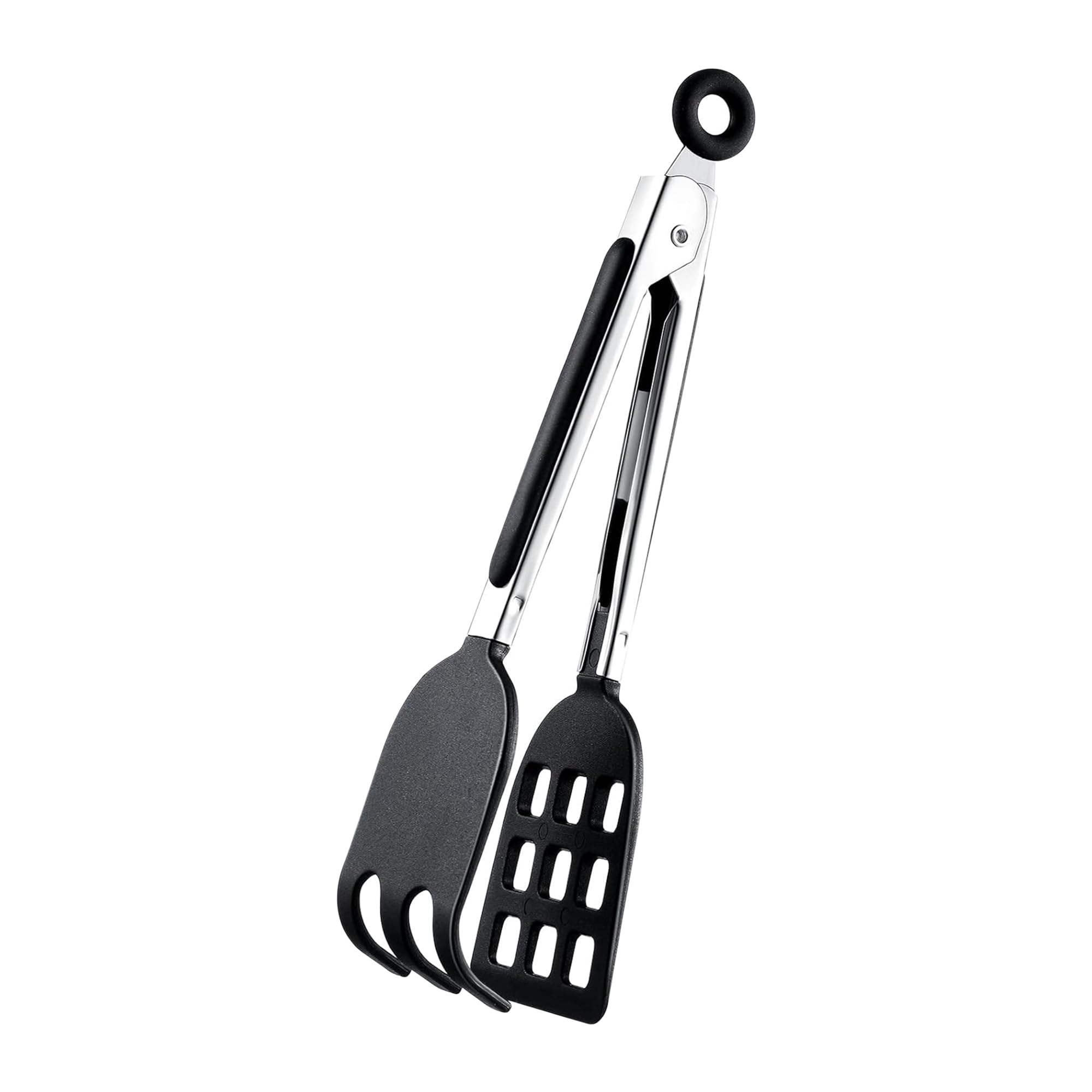 Fox Run Small Nylon Waffle Tongs, Non-Stick Safe 8 Black Serving Tongs