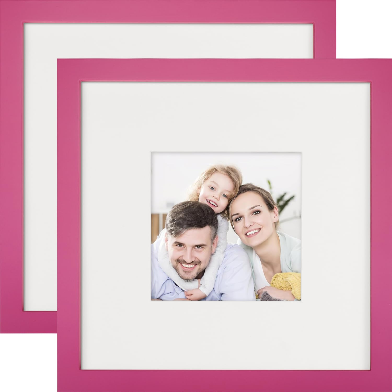 Picture Frames 8x8 2 Pack Nature Solid Wood Pink for Wall Mounting and Tabletop Display