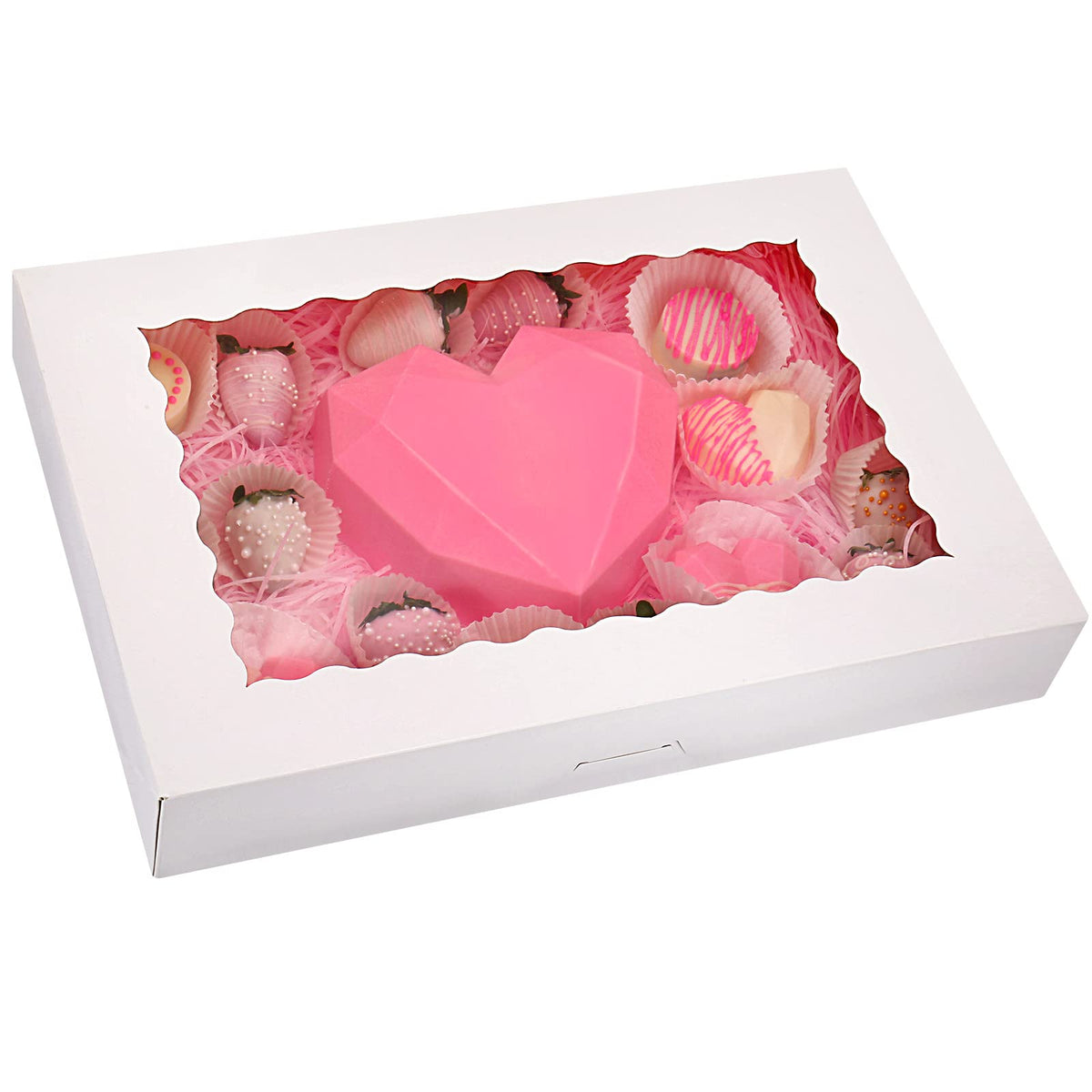Tcoivs 20-Pack 16'' X 11'' X 2.5'' Bakery Boxes With Window Hold 12 Donuts, Auto-Popup Large Cookie Boxes, Treat Boxes For Pastr