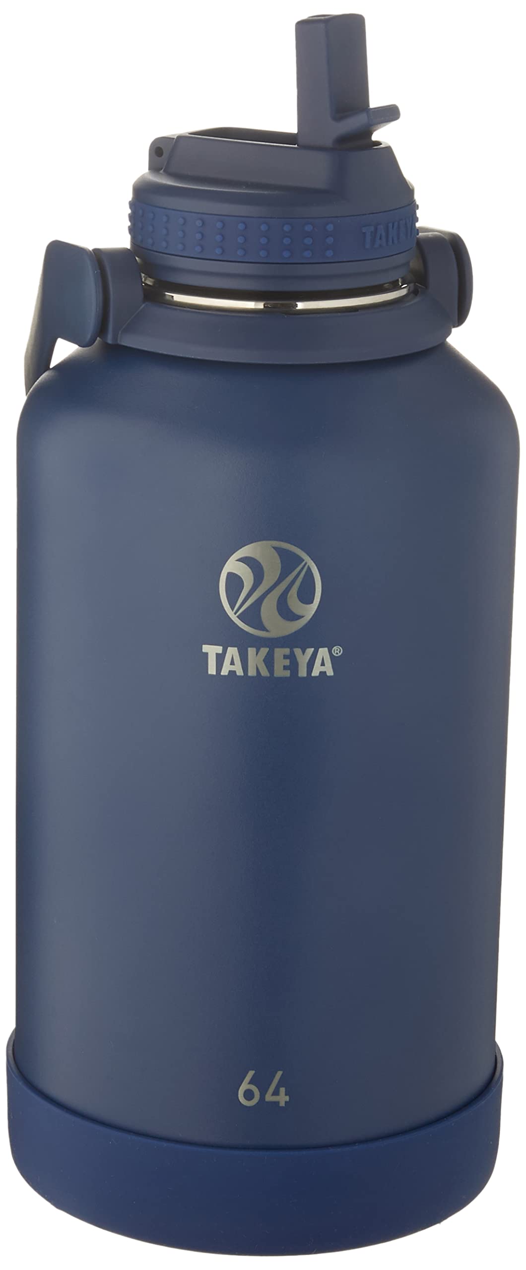Takeya Actives 64 Oz Vacuum Insulated Stainless Steel Water Bottle With Straw Lid, Premium Quality, Midnight Blue
