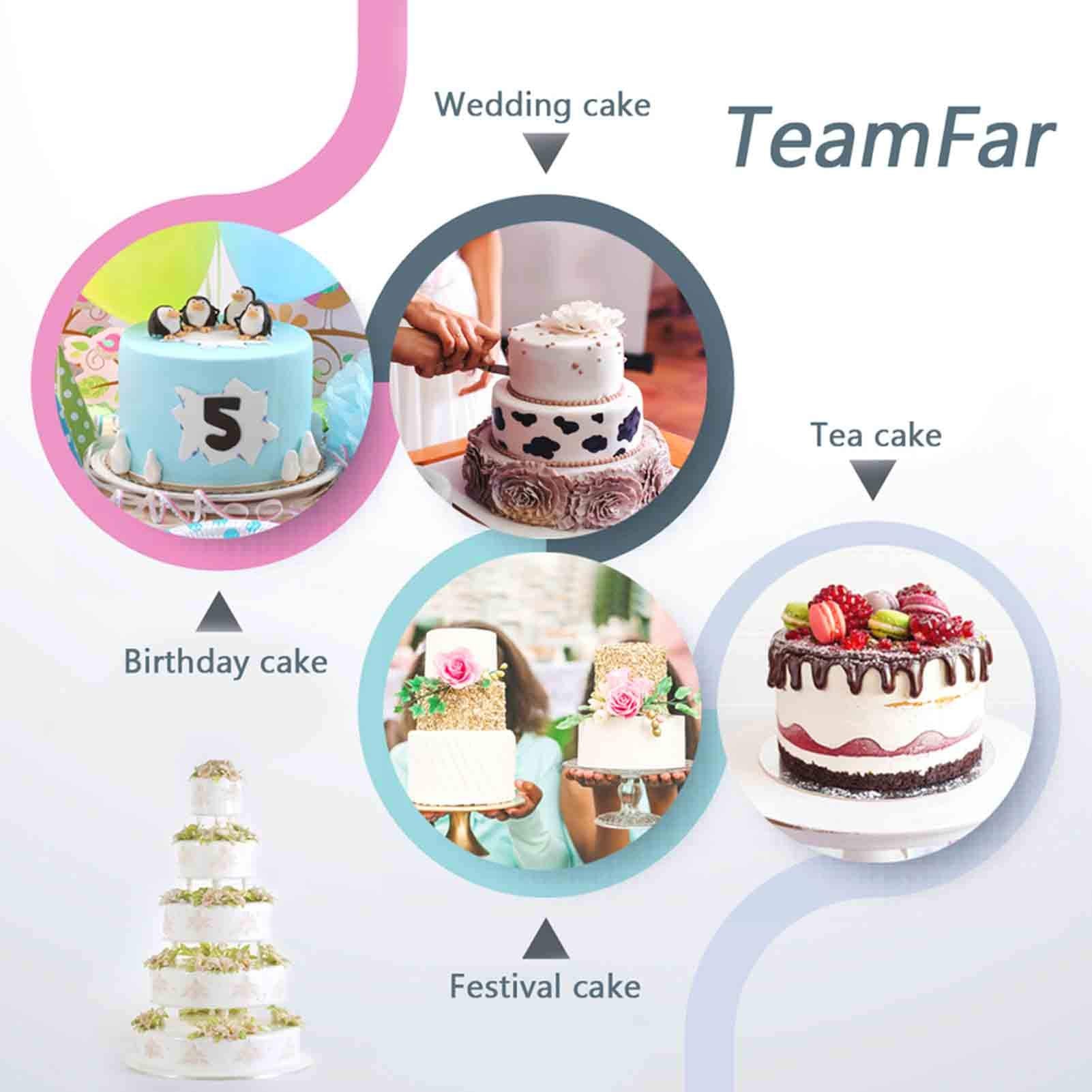 Teamfar Cake Pan, 4 - 6 - 8 - 9 - 11, Stainless Steel Round Baking Tier Cake Pans Set, Healthy & Heavy Duty, Mirror Finish & Dis