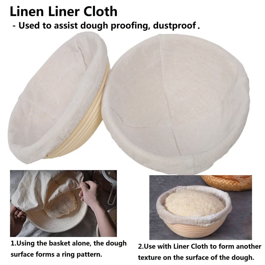 7 Inches Round Banneton Basket For Bread Proofing, Dough Proofing Bowls With Removable Liner, Good For Home Sourdough Bakers Bak