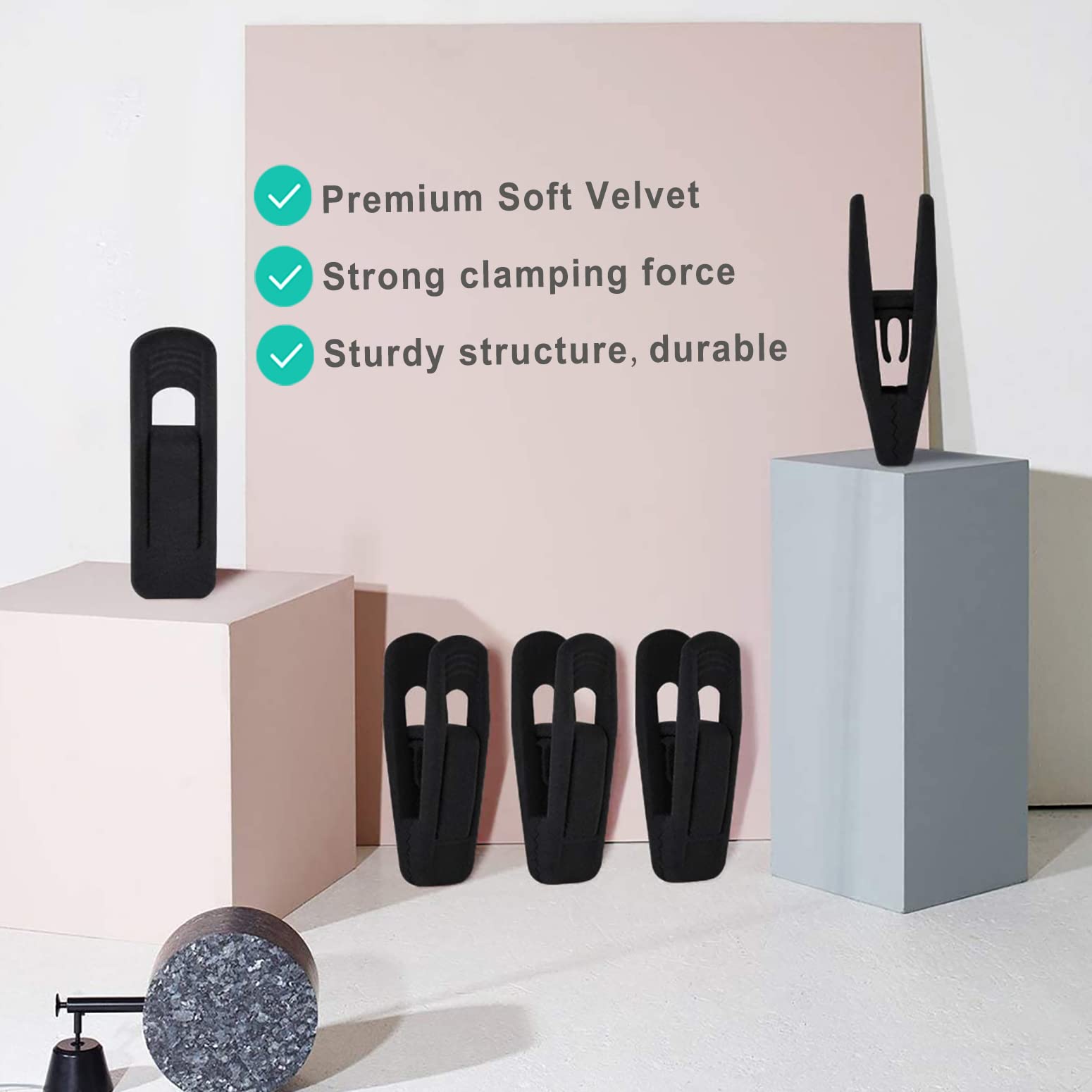 Tofiigrem Black Velvet Hangers Clips (50-Pack), Non-Slip Skirt Hanger Velvet Clips For Velvet Hangers, Strong Finger Clips Perfe