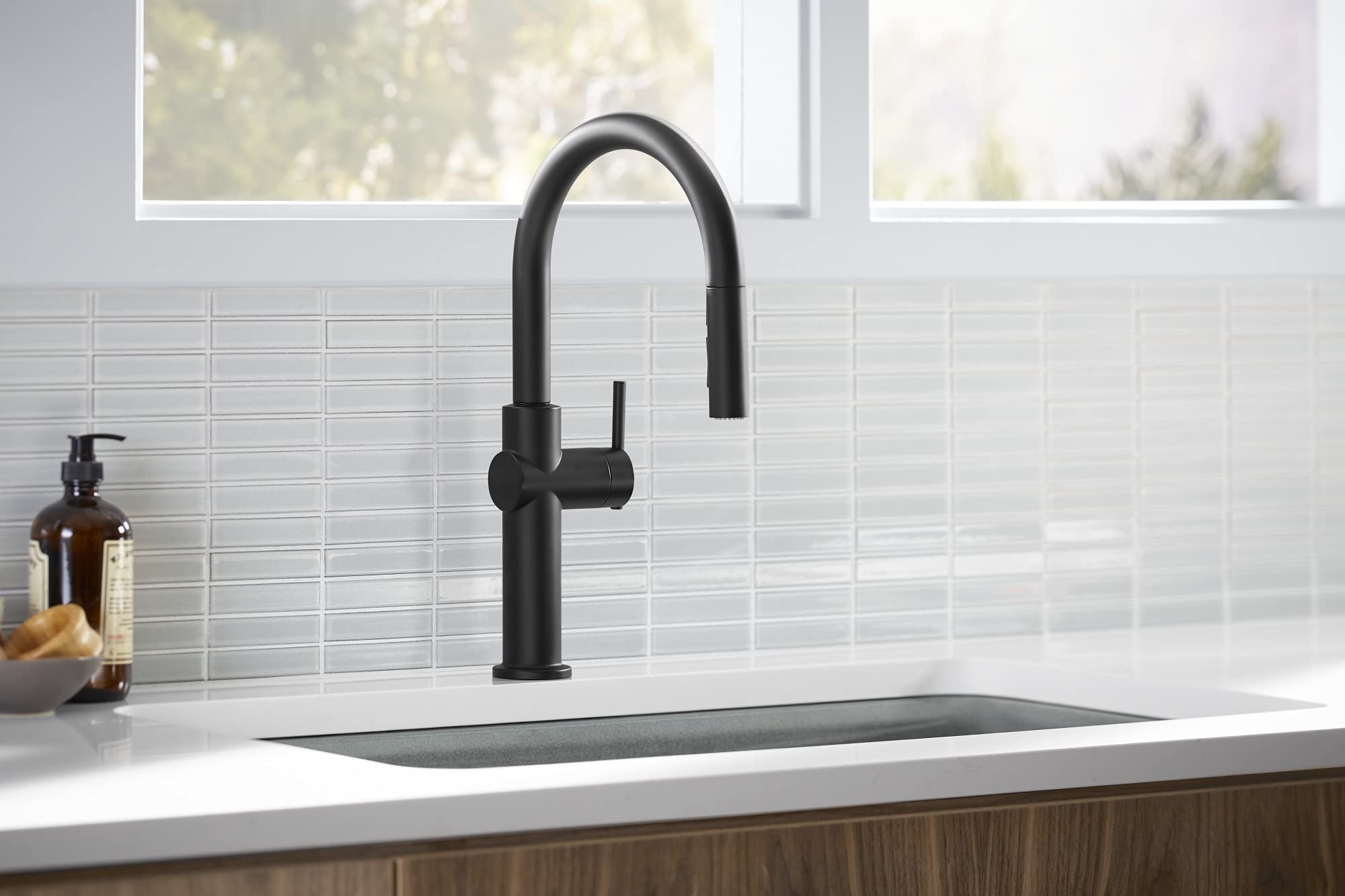 Kohler 22974-Bl Crue Touchless Kitchen Faucet With Pull Down Sprayer, Pull Down Kitchen Sink Faucet With Touchless Activation, K