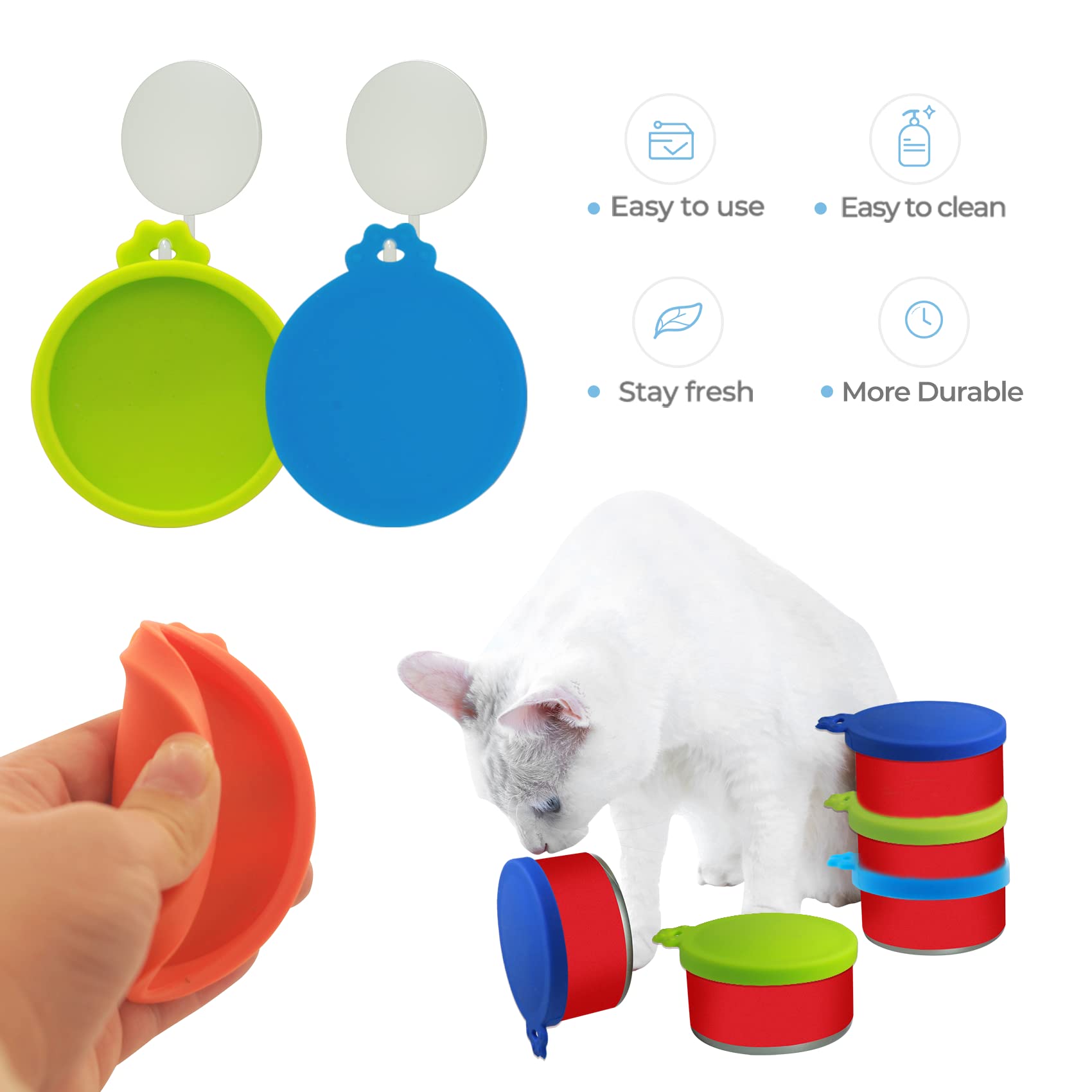 Yobbai 6 Pack Cat Food Cans Lids, Food Safe Bpa Free & Dishwasher Safe,Silicone Can Lids Covers For Cat Food Cans
