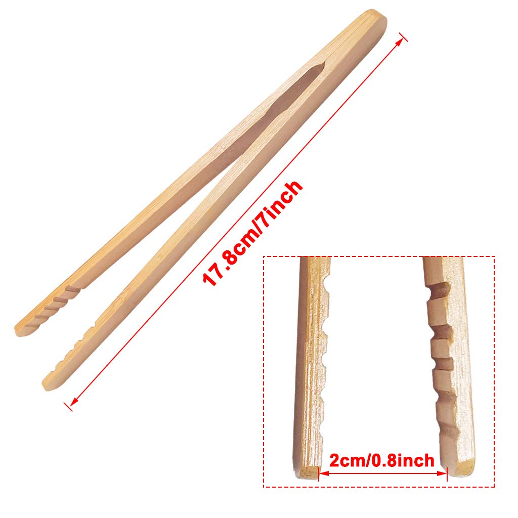 Gkanmore 2 Pack 7 Inch Bamboo Kitchen Tongs For Toast Tea Bread Pickle Cooking