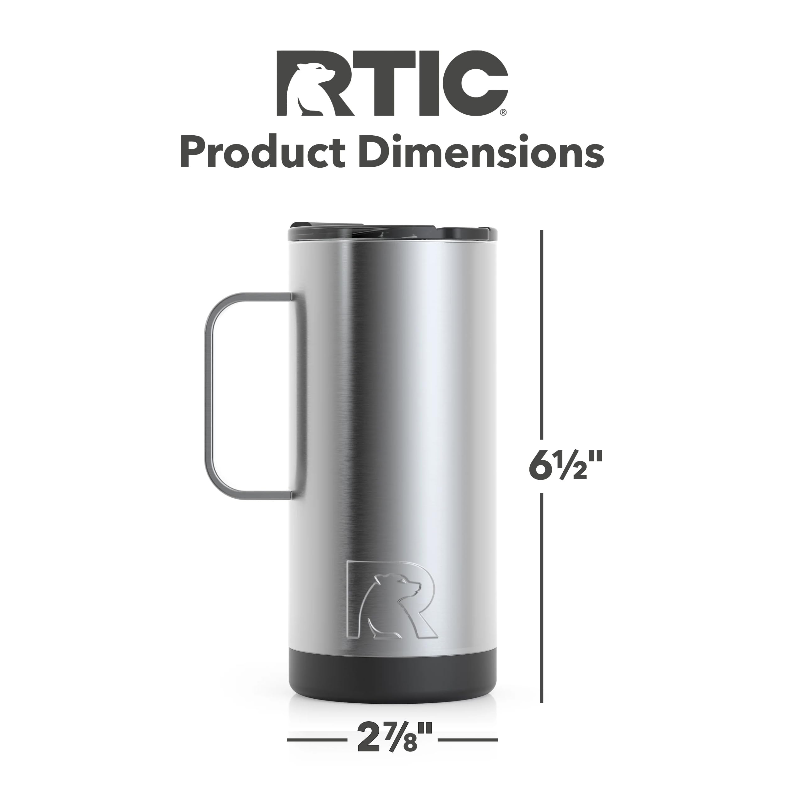 Rtic 16 Oz Coffee Travel Mug With Lid And Handle, Stainless Steel Vacuum-Insulated Mugs, Leak, Spill Proof, Hot Beverage And Col