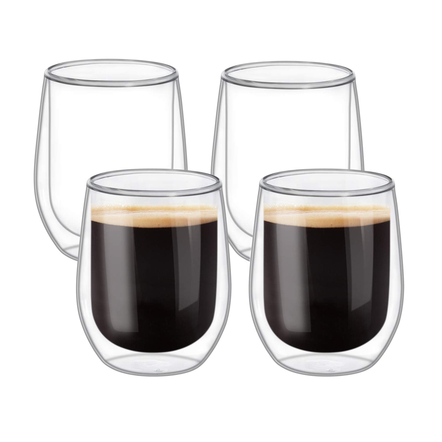 Comsaf Double Walled Glass Coffee Mugs(11 Oz/320Ml), Thermo Insulated Borosilicate Glasses For Coffee Tea Juice Latte Cappuccino