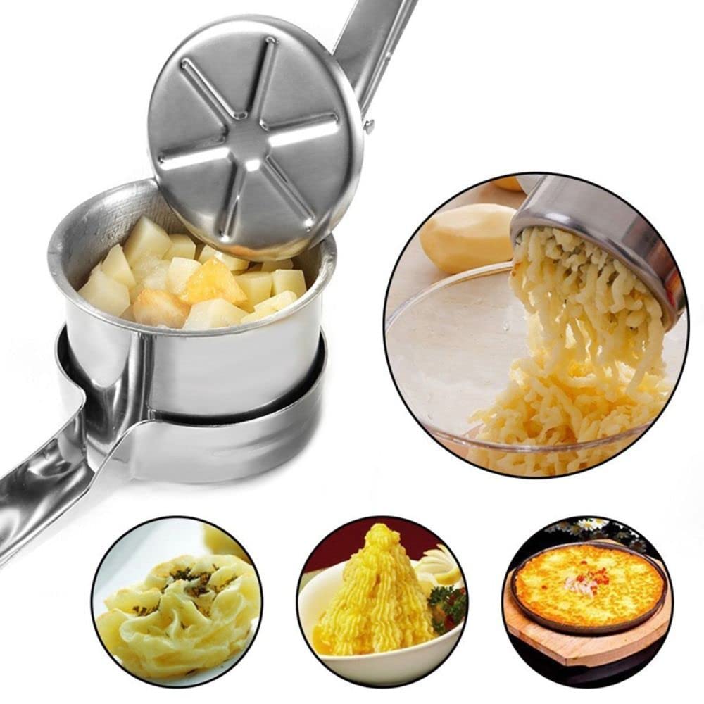 Stainless Steel Potato Masher And Ricer Kitchen Tool For Mashed Potatoes Fruit Masher And Baby Food Press