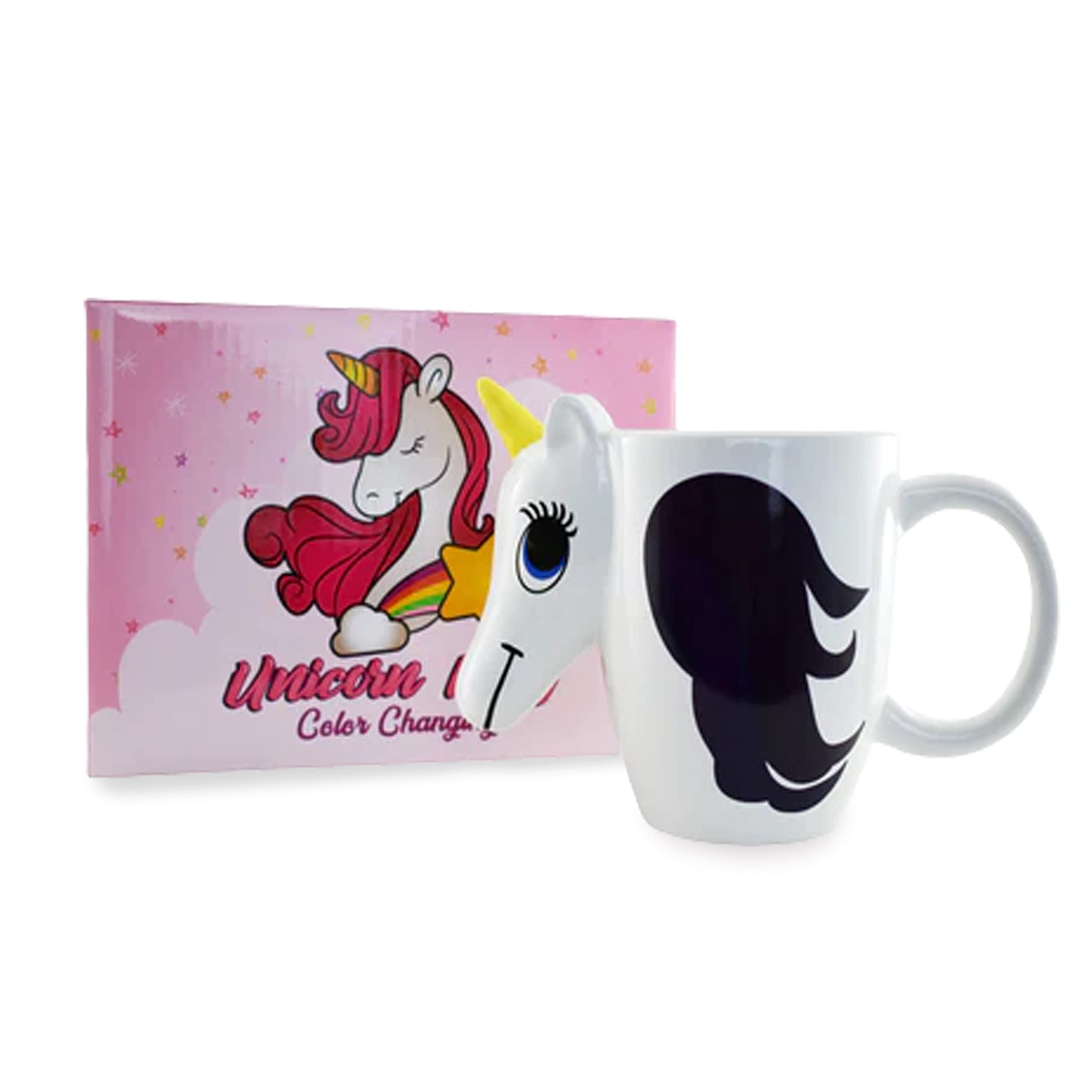 KINREX Unicorn Mug - Cute Magic Rainbow Color Changing Unicorn Ceramic Coffee & Tea Cup with Horn, Ceramics Cups That Changes Co