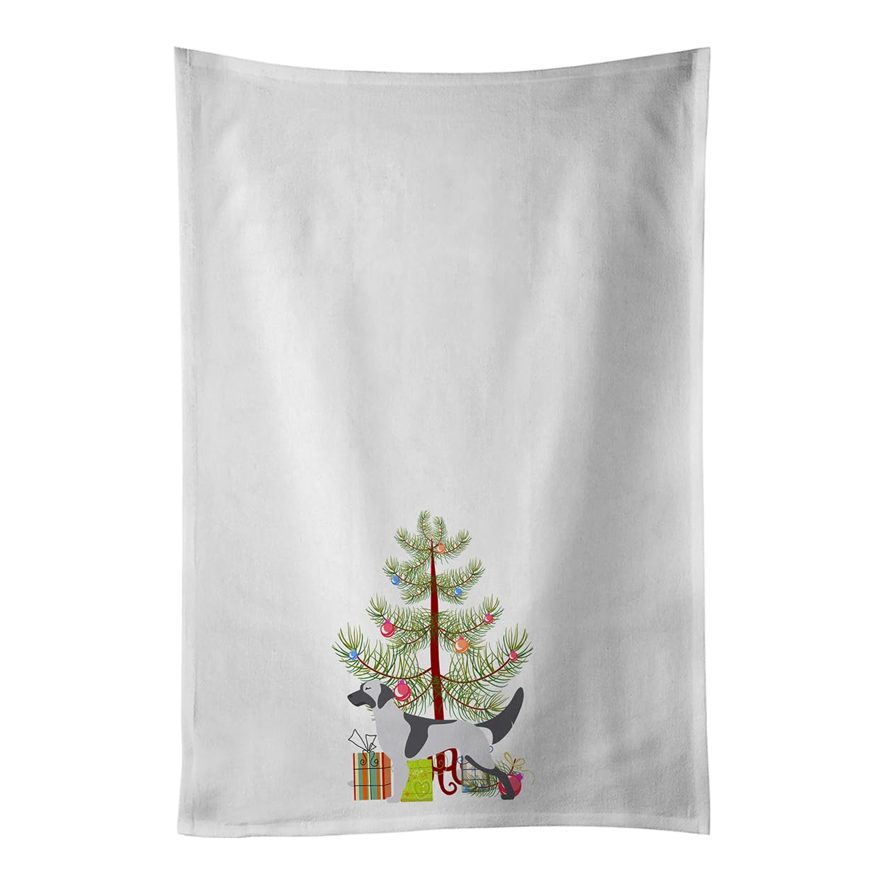 English Setter Merry Christmas Tree White Kitchen Towel Set of 2