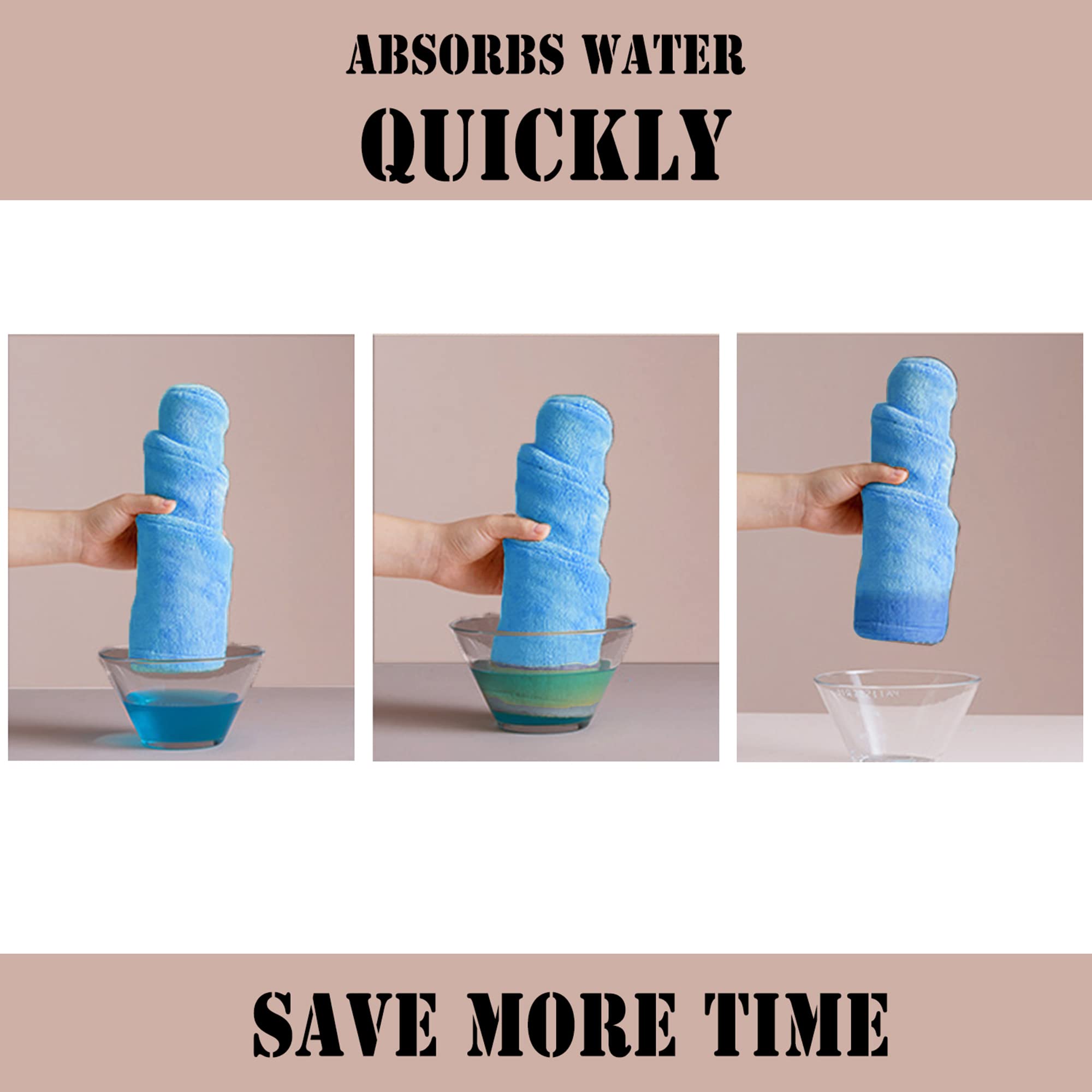 ELLEWIN Microfiber Hair Towel Wrap for Women 3 Pack,Hair Drying Turban with Button,Anti Frizz,Super Absorbent Quick Dry Hair Tow