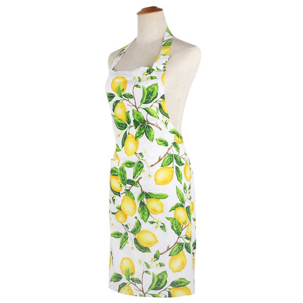 G2Plus Cotton Kitchen Apron With Pockets, Thick Lemon Apron, Adjustable Cooking Apron For Baking, Chef Apron For Women, Men, Hol