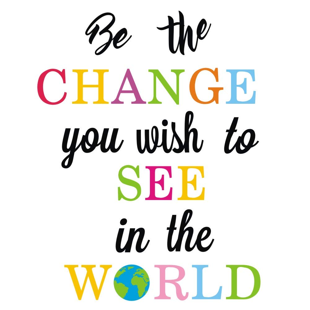 Toarti Be The Change You Wish To See In The World Wall Decals, Inspirational Quotes Wall Stickers, Colorful Lettering Wall Art F