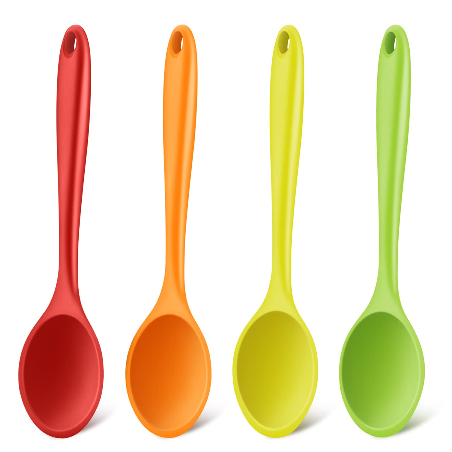 Armrouns 4Pcs Small Silicone Spoons Nonstick Kitchen Spoon Silicone Serving Spoon For Eating Stirring Spoon For Kitchen Cooking