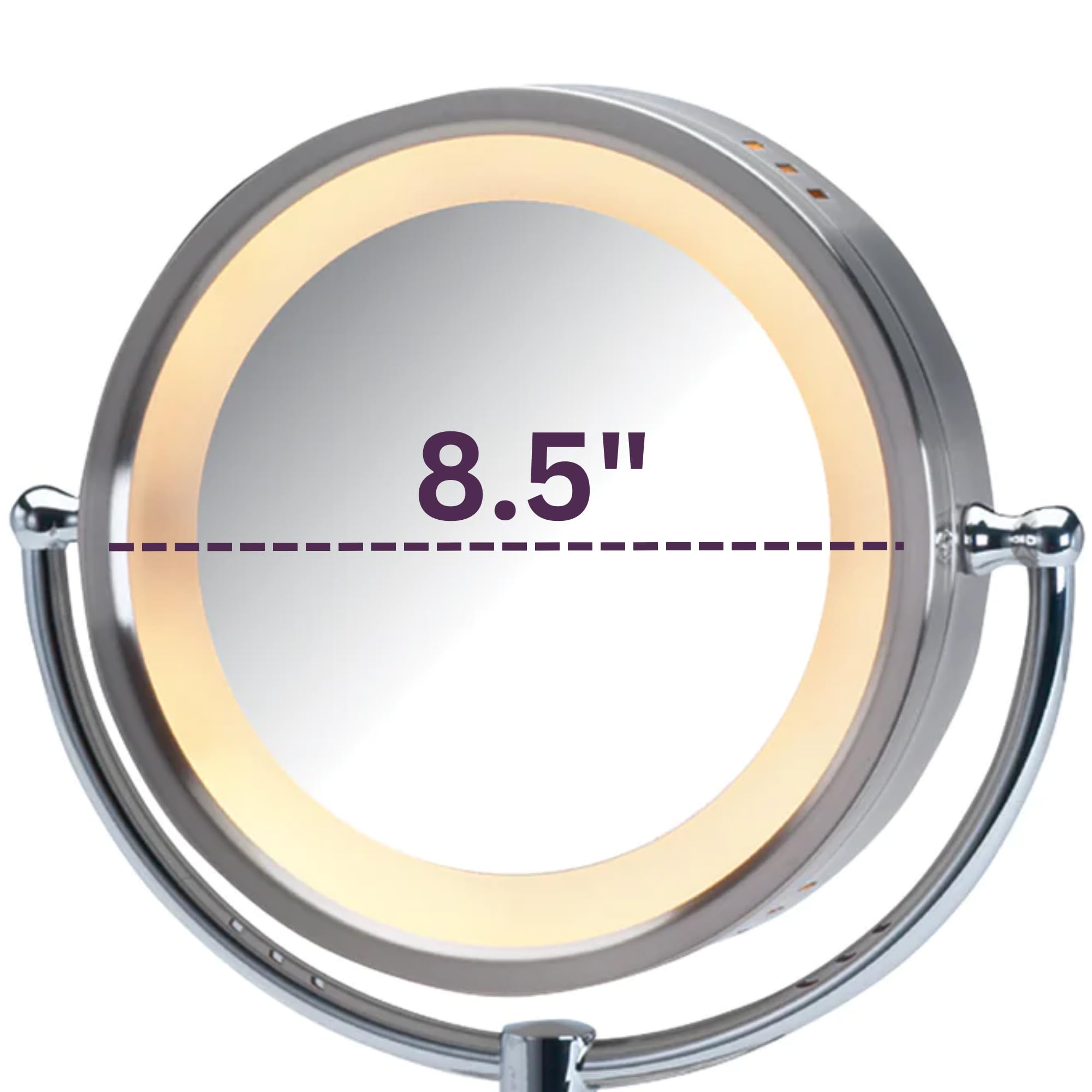 Jerdon Lighted Tabletop Makeup Mirror - Led Lighted Vanity Mirror With 1X And 5X Magnification In Chrome Finish - Model Hl745Co