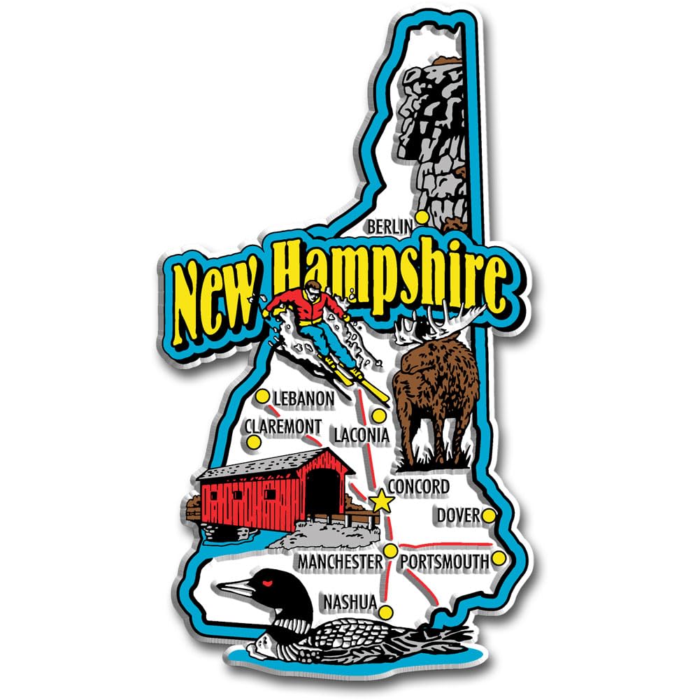 New Hampshire Jumbo State Magnet by Classic Magnets, 2.6 x 4.7, Collectible Souvenirs Made in The USA