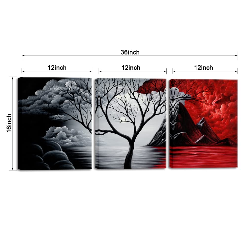 Wieco Art The Cloud Tree Wall Art Oil PaintingS Giclee Landscape Canvas Prints for Home Decorations  3 Panels