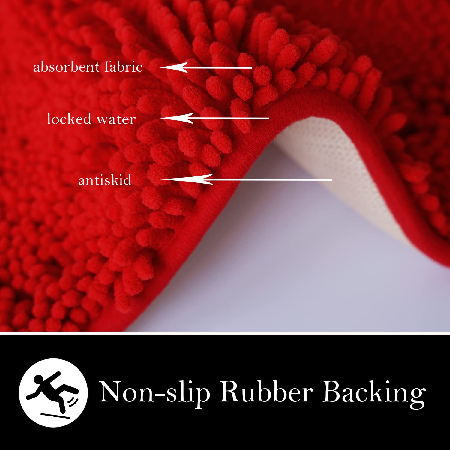 Ainahyva Christmas Bathroom Rugs Chenille Bath Mat 2 Piece Set, Super Absorbent, Strong Pvc Non Slip Backing, Bath Mats For Bath