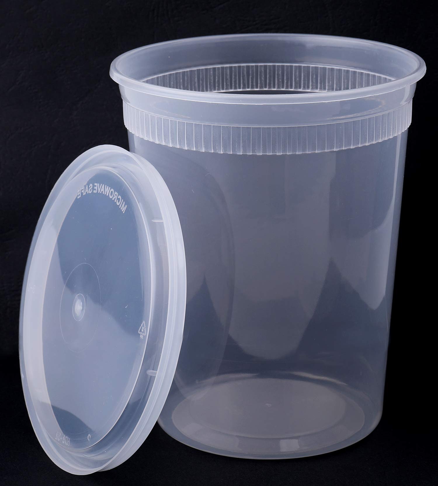 Lawei Set Of 50 Plastic Deli Food Containers With Lids - 32 Oz Food Storage Containers Freezer Deli Cups For Soup, Party Supplie
