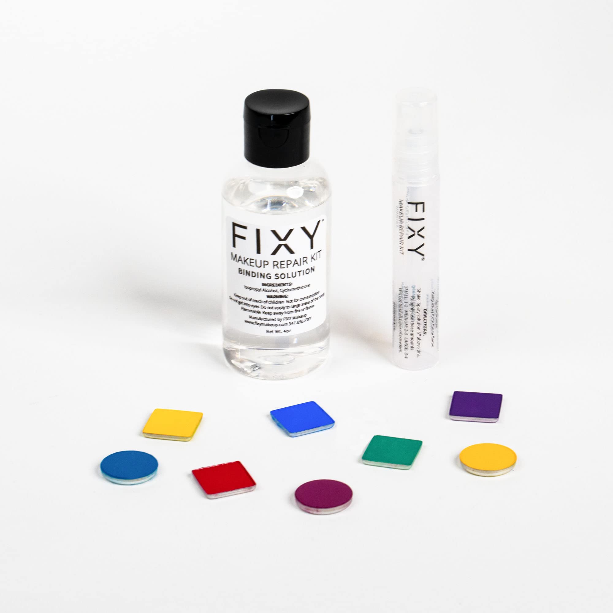 Fixy Broken Makeup Binder Spray - 4 Oz Binding Solution & Small Spray Bottle - Broken Makeup Fixer Repairs Pressed Powders, Blus