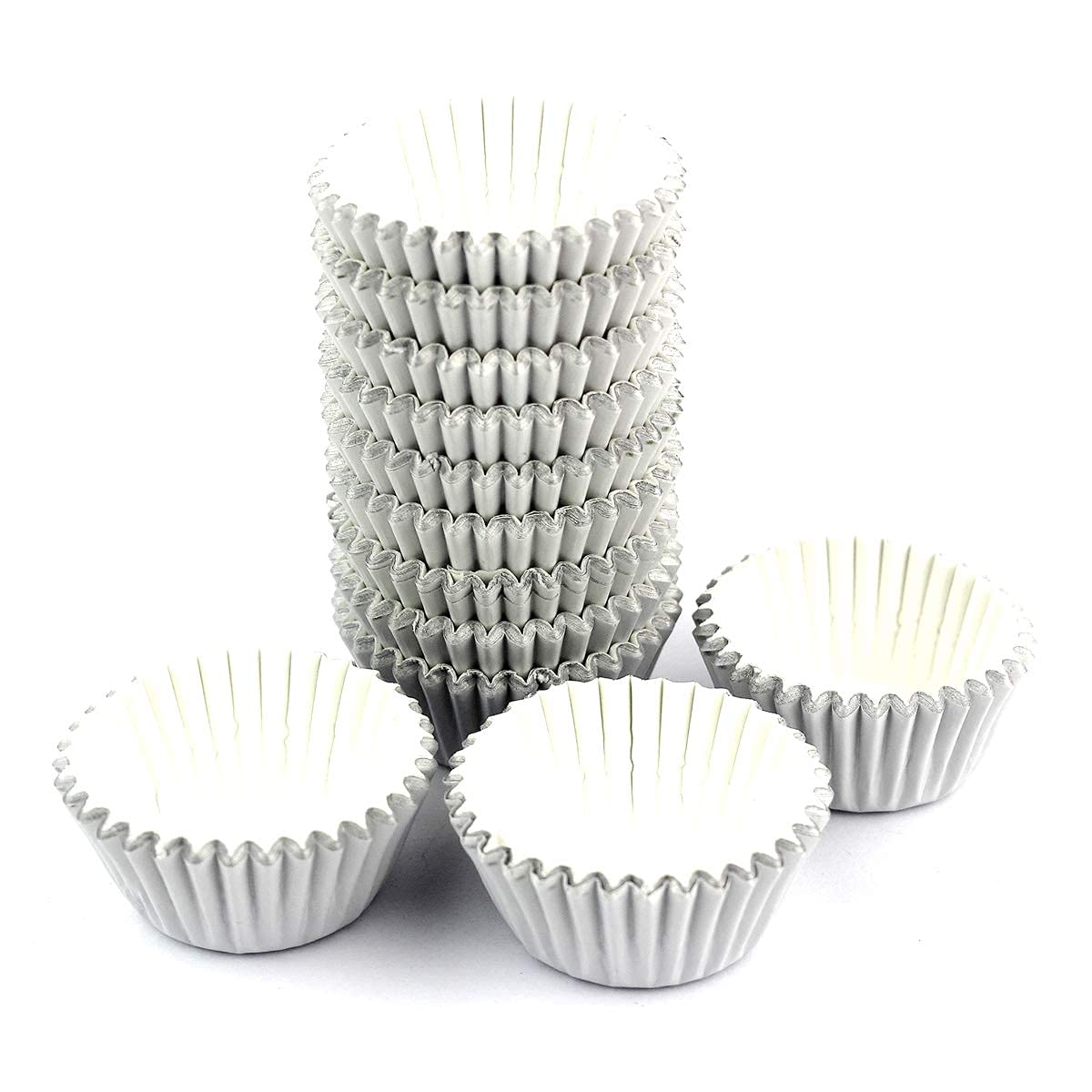 Eoonfirst Mini Foil Metallic Cupcake Liners Muffin Paper Baking Cups 300 Pcs (Light Grey)