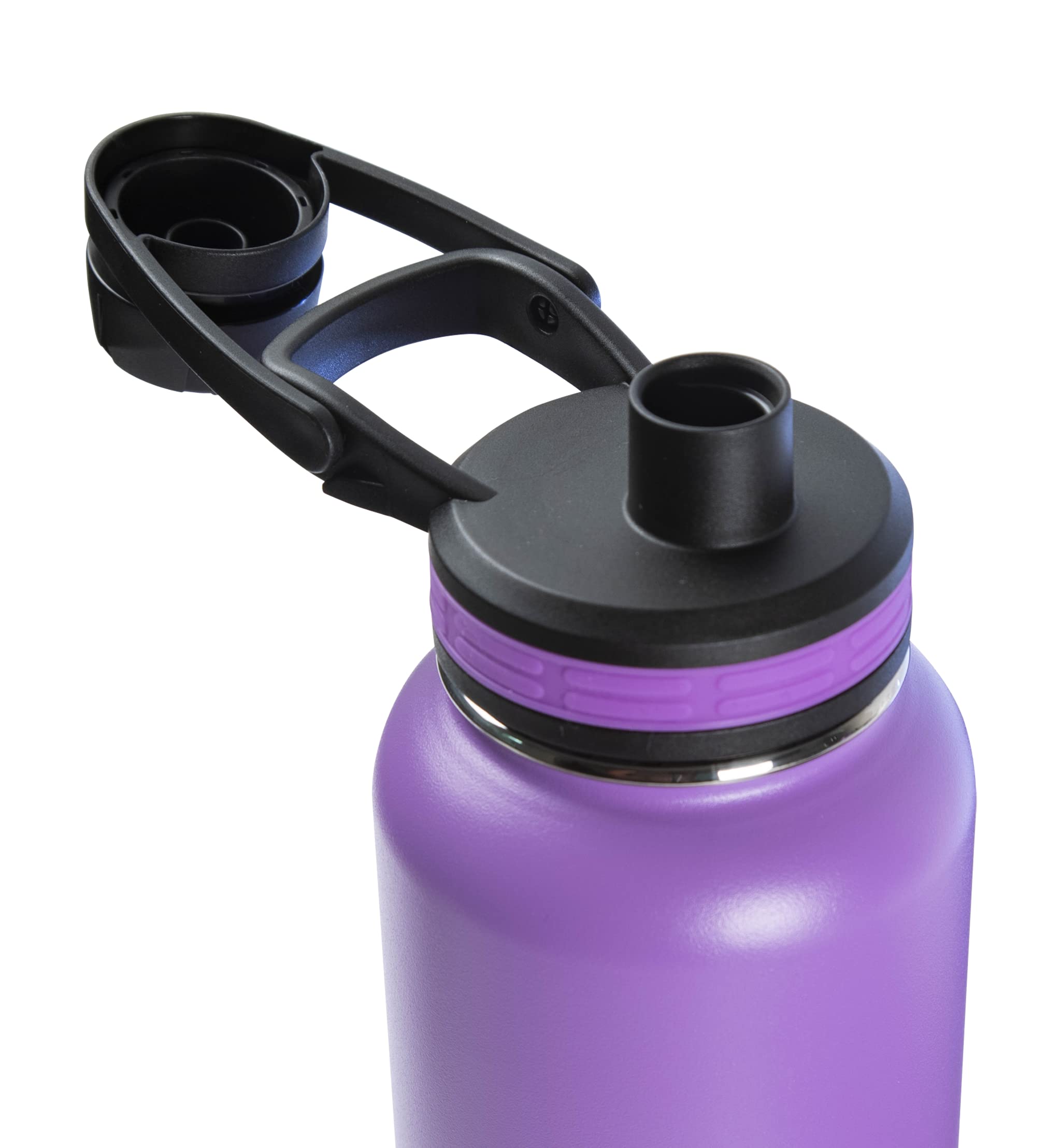 ThermoFlask Double Wall Vacuum Stainless Steel Insulated Water Bottle With Two Lids  18 Ounce  Plum