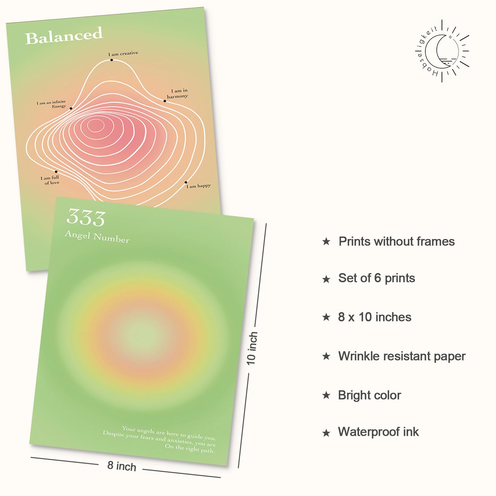 Habseligkeit Green Cute Room Decor, Gradient Wall Posters, Buttefly Wall Art Prints, Aura Posters For Grils Aesthetic Bedroom 8X
