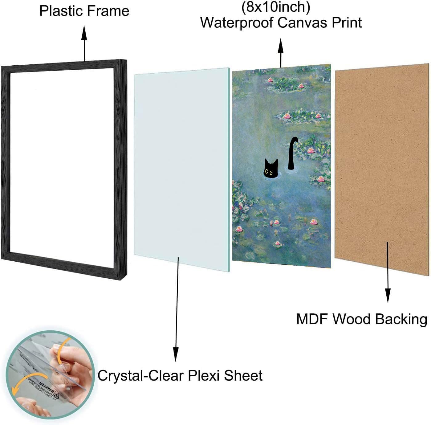Oulawote Cat Wall Art Monet Prints Vintage Canvas Wall Art Funny Cat In Water Lilies Posters For Room Bedroom Living Room Bathro