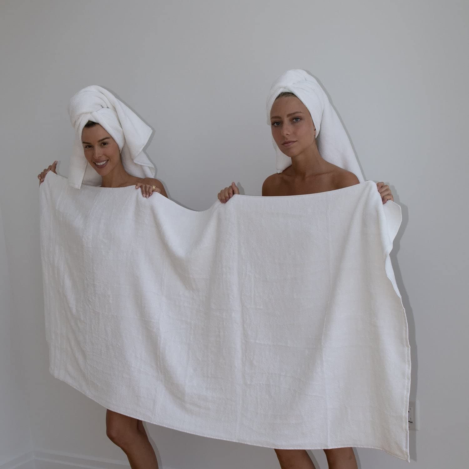 Mosobam Luxury Turkish Towels Set Of 2 Bath Sheets 35X70 White Oversize 700 Gsm Bamboo Viscose & Aegean Turkish Combed Cotton