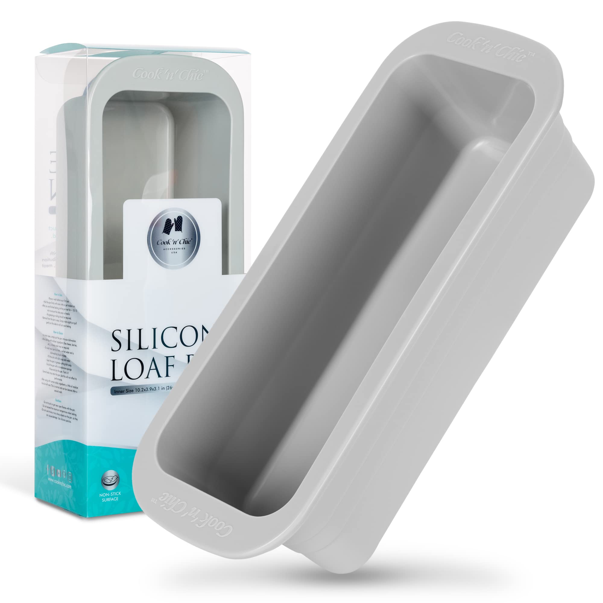 Silicone Loaf Pan (Large) Non-Stick Oven Dish - Professional Bakeware Baking Mould for Cakes Pies Breads - Microwave Dishwasher 