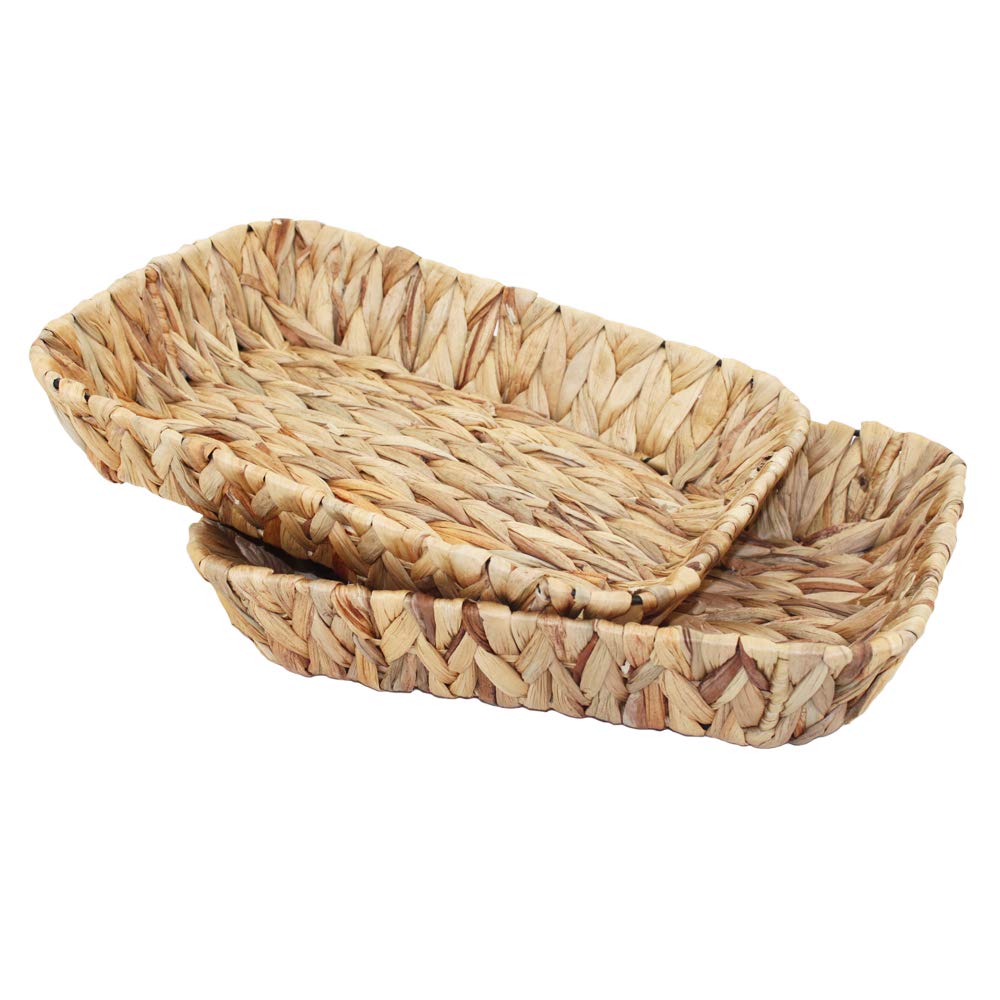 Fruit Tray, Grass Weaving Storage Bins For Fruit Or Tea,Arts And Crafts.(2) (Rectanglec-2Pc)