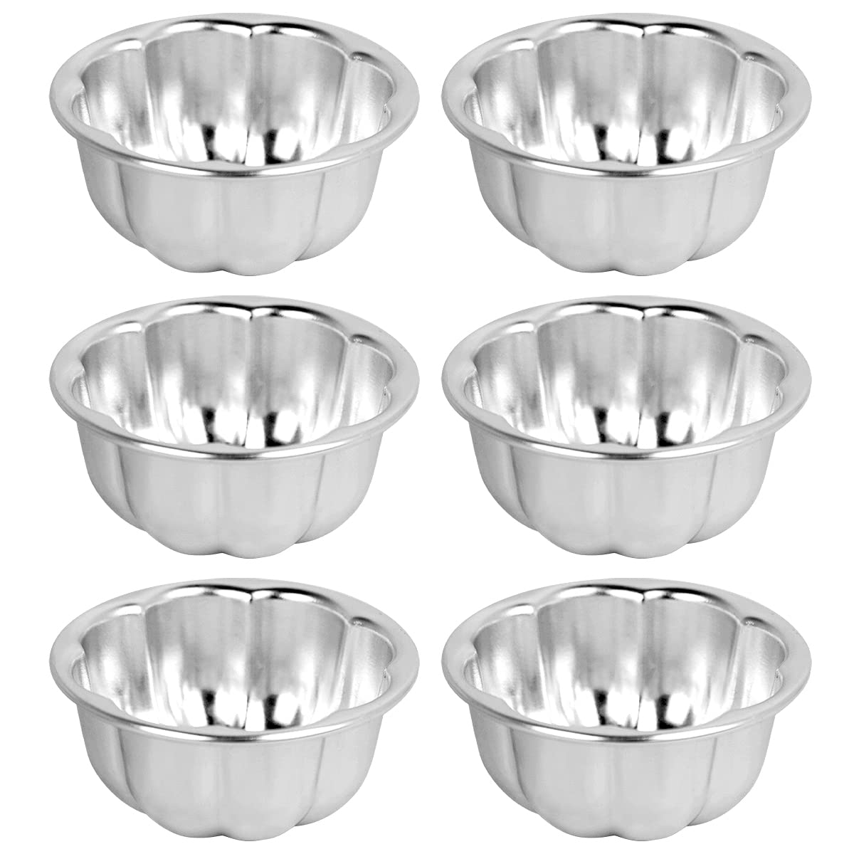 Weilan 6Pcs Egg Tart Molds Flower Shape Nonstick Pudding Pan Cupcake Muffin Cups,Aluminum Alloy Cake Tartlets Baking Tool (3.5 X