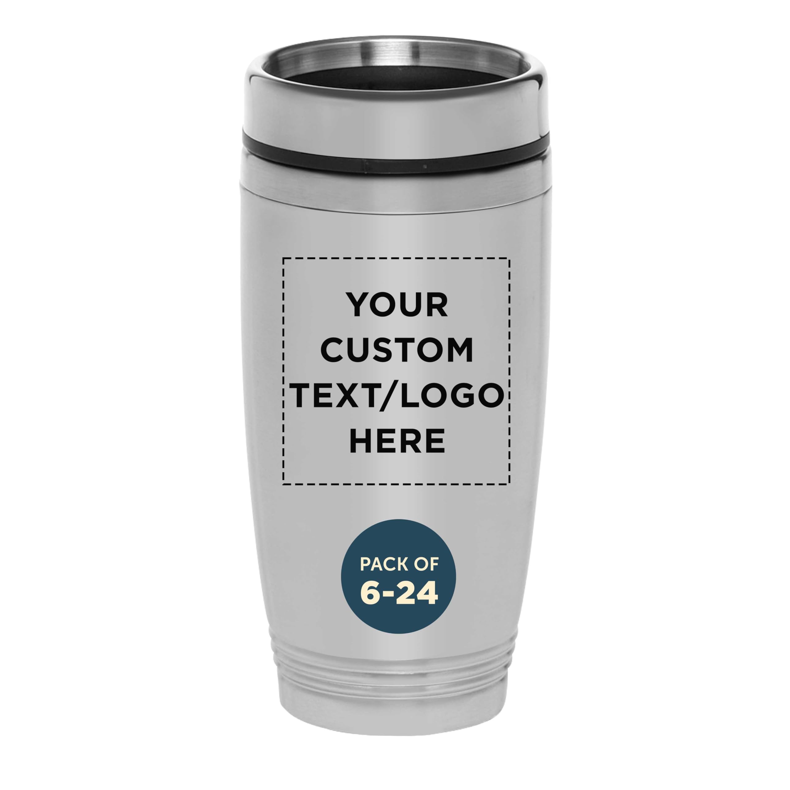 DISCOUNT PROMOS Custom Stainless Steel Tumblers 16 oz Set of 6/12/24 Personalized Bulk Pack Perfect for Coffee Soda Other Hot Co