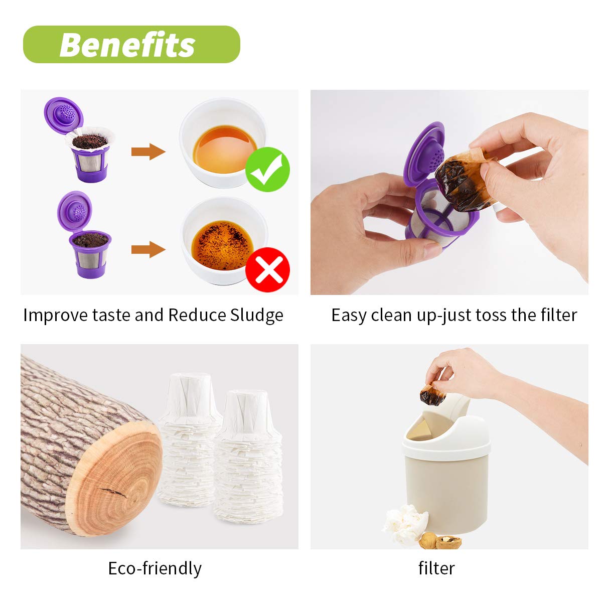 K Cup Coffee Paper Filters With Lid Disposable For Keurig Reusable K Cup Filters, Disposable Keurig K Cup Filters, Fits All Keur