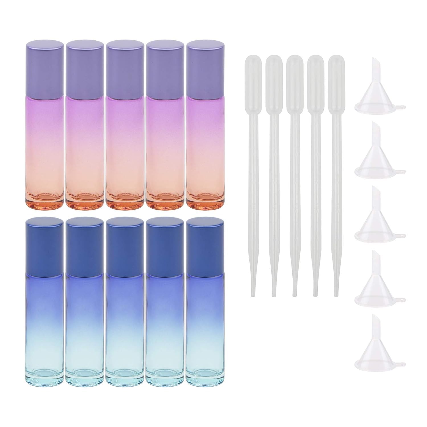 Newzoll 10Pcs 10ml Gradient Glass Roll On Bottles