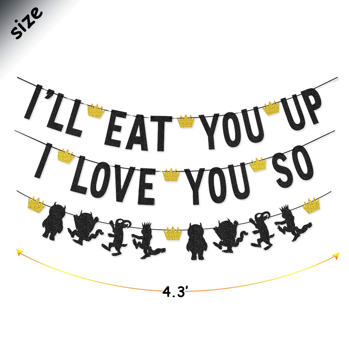 I'll Eat You Up I Love You So Banner Garland for Where The Wild Things are Birthday Party Wild one Birthday Photo Prop Decorations