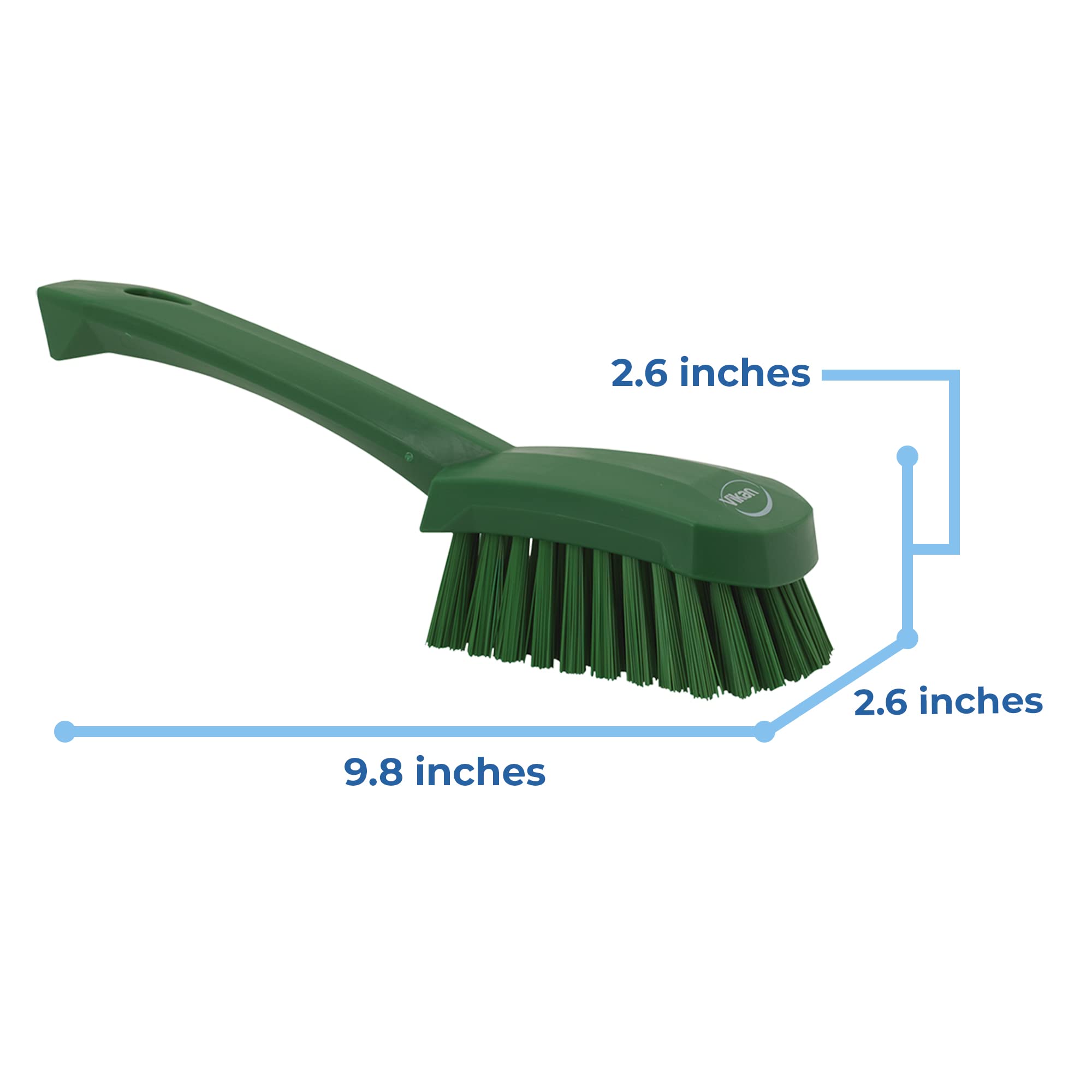 Vikan Brush,Washing,Stiff,10'',Pp/Pbt,Green, One Size, Multi