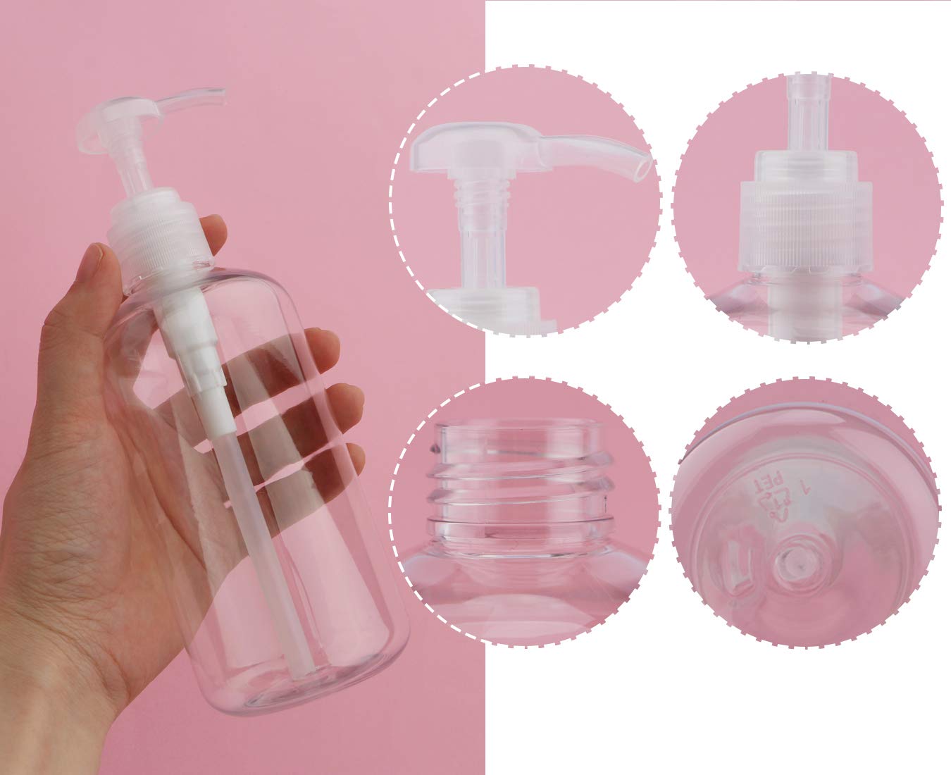 Pump Bottle Shampoo Pump Dispenser, Yebeauty Shampoo Bottles With Pump 10Oz Clear Empty Plastic Empty Refillable Shower Bottle D