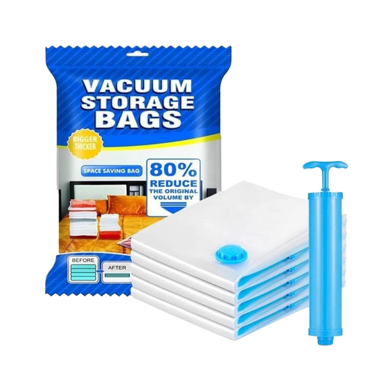 Oblivion Vacuum Bags For Clothes With Pump  Storage Bags With Suction Pump & Shirt Clips  Space Saver Big Capacity Vacuum Seal