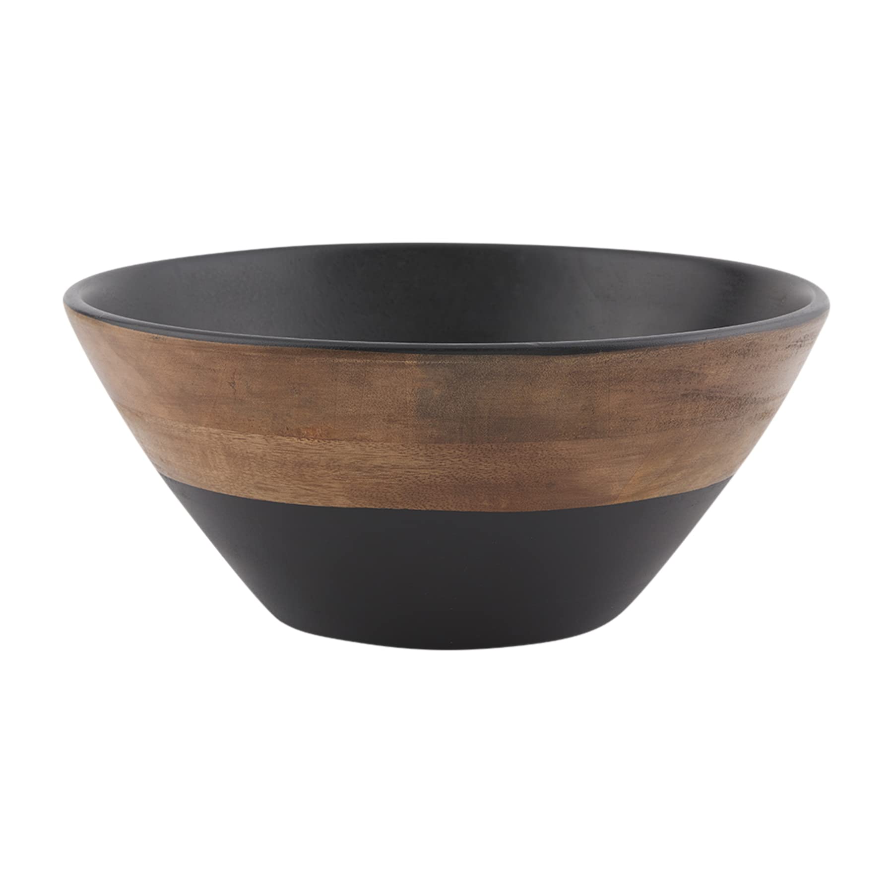 Mud Pie Wood Nested Bowls, Black, Small 5'' X 12'' Dia | Large 6'' X 14'' Dia