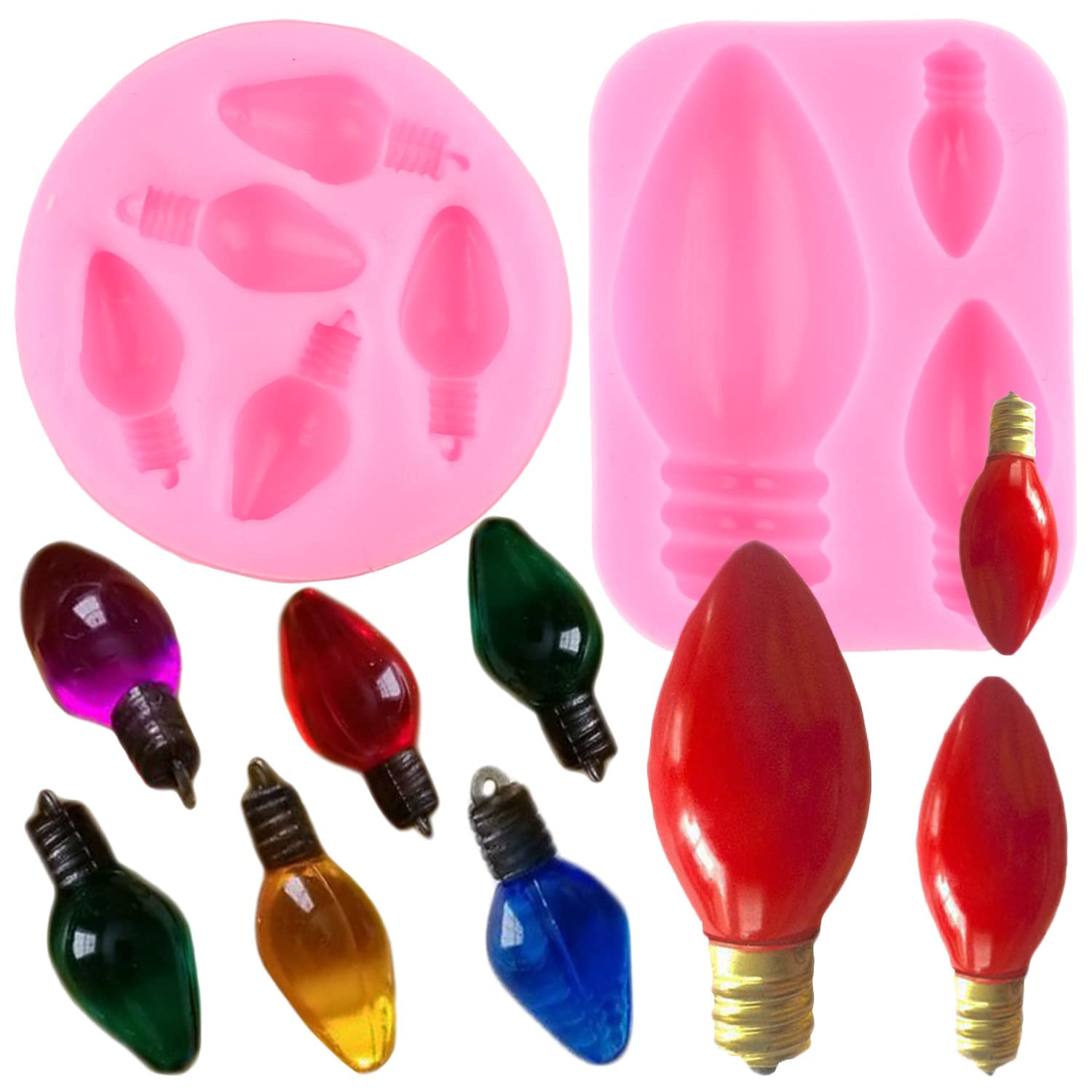 Mujiang 3D Light Bulb Fondant Silicone Molds For Chocolate Candy Clay Cake Decorating Set Of 2