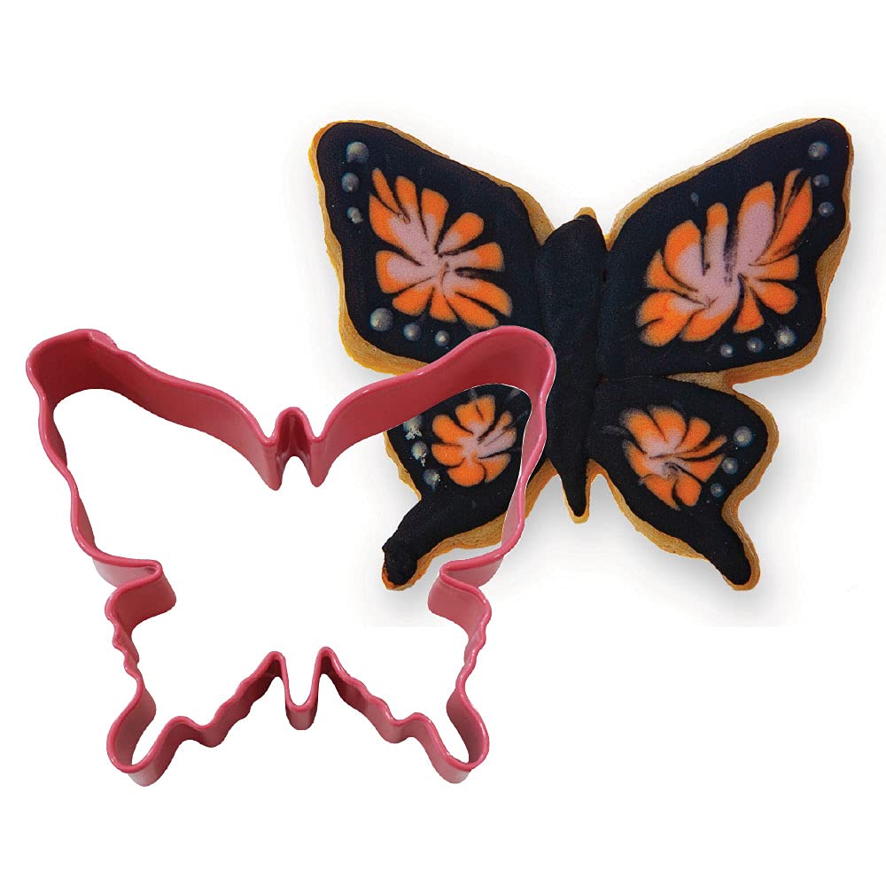 R&M Butterfly 3.25'' Cookie Cutter Pink With Brightly Colored, Durable, Baked-On Polyresin Finish