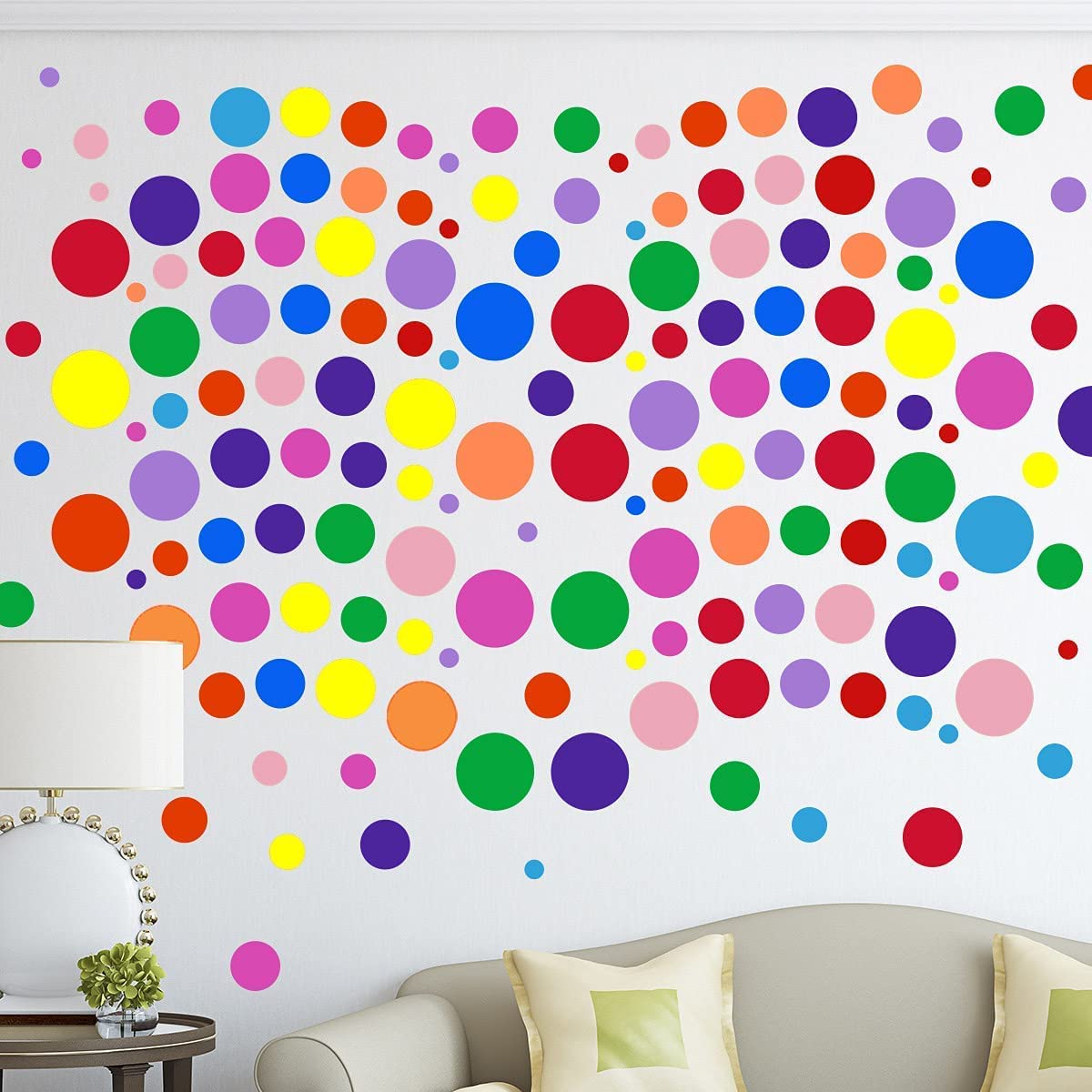 264 Pieces Polka Dot Wall Decals Circles Decals For Wall Vinyl Dots Stickers Set For Room Kids Bedroom Nursery Playroom Classroo