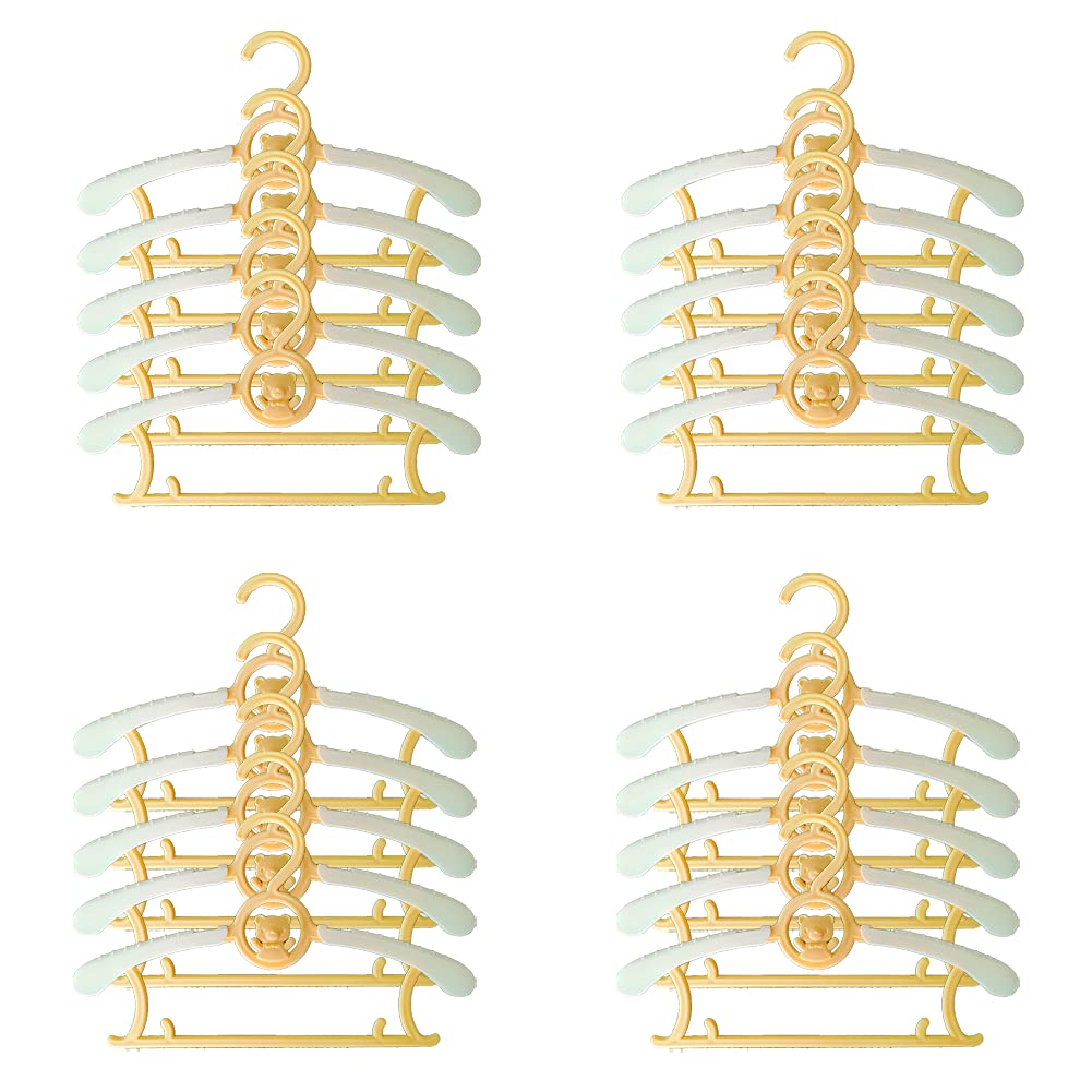 Hgyze Baby Nursery Closet Hangers, Ultra-Thin Non-Slip And Extendable Laundry Infant Pant Hanger For Newborn Clothes -20Pcs Yell
