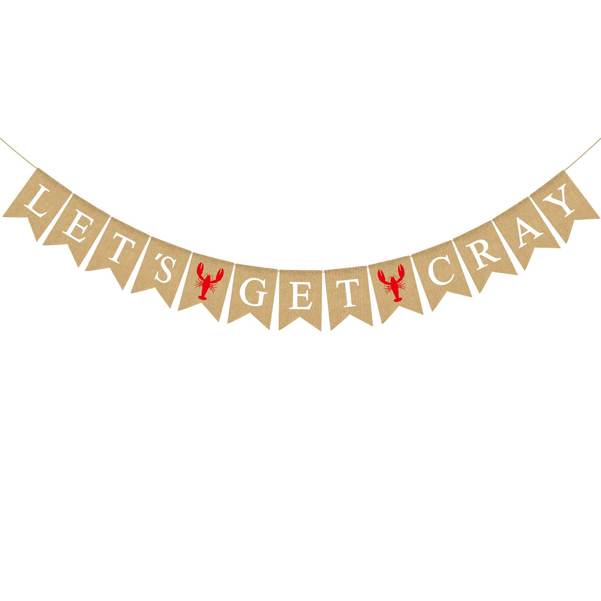 Pudodo Jute Burlap Crawfish Let'S Get Cray Banner Rustic Summer Lobster Party Decoration